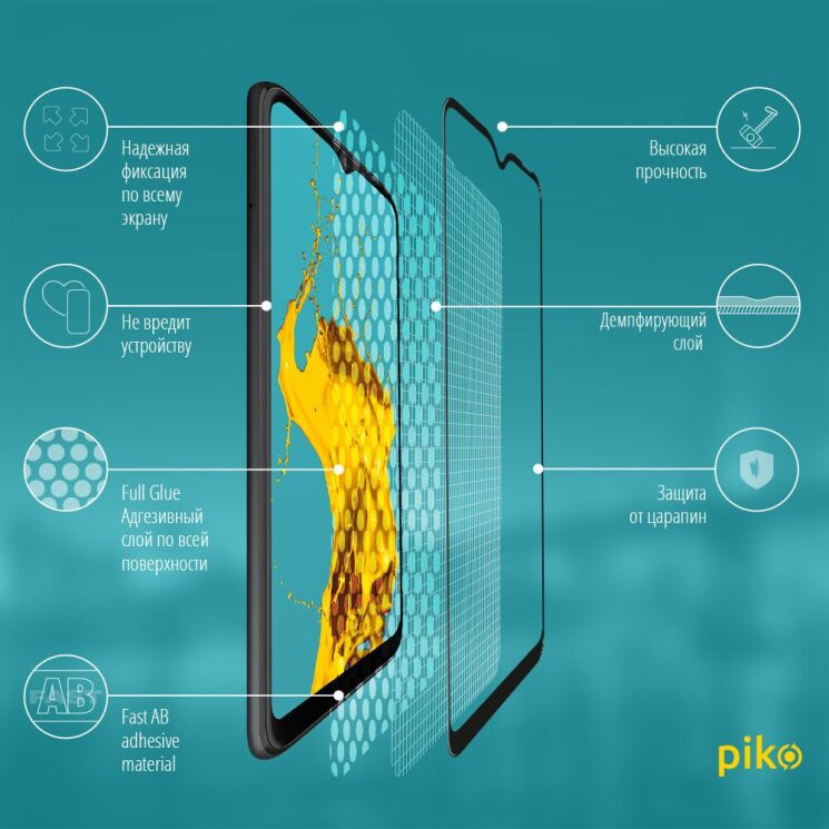 Защитное стекло Piko Full Glue для ZTE Blade A7s - Black: фото 3 из 4