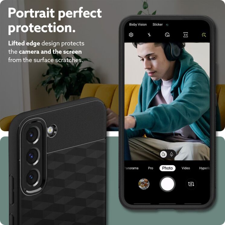 Защитный чехол Caseology Parallax by Spigen для Samsung Galaxy S22 (S901) - Matte Black: фото 15 из 17