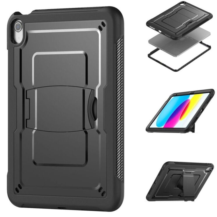 Захисний чохол Deexe Armor Stand для Apple iPad 10.9 (2022) / iPad 11 (2025) - Black: фото 3 з 11