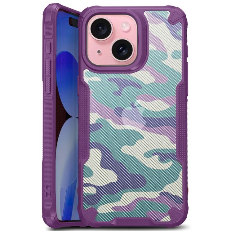 Защитный чехол Deexe Camo Case для Apple iPhone 15 - Purple: фото 1 из 8