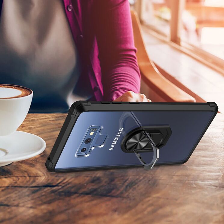 Защитный чехол Deexe Crystal Ring для Xiaomi Redmi Note 9 - Black: фото 4 из 10