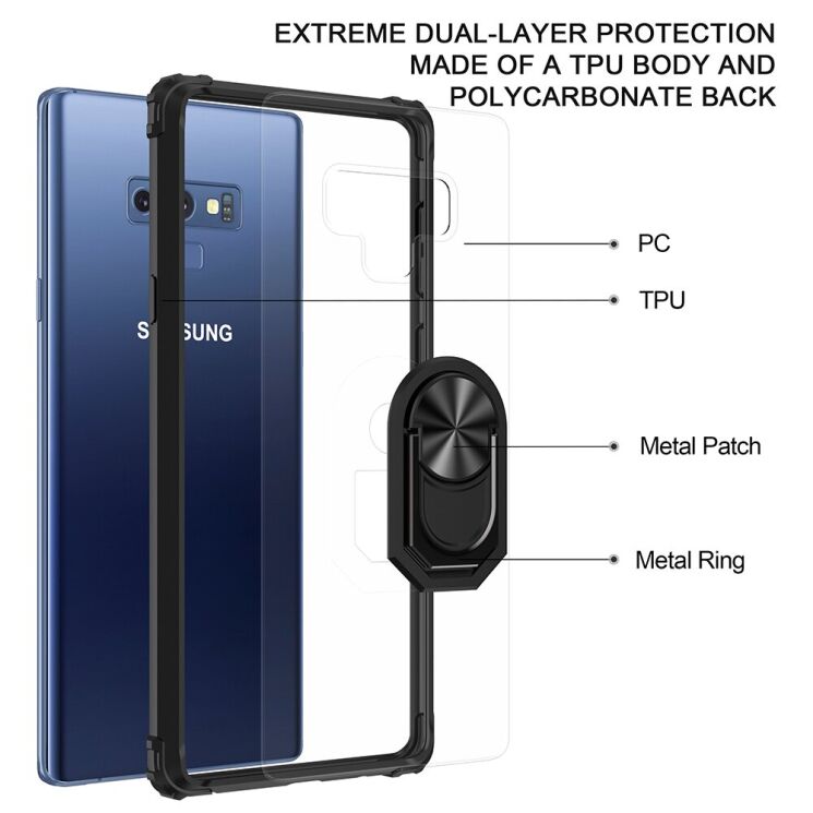 Защитный чехол Deexe Crystal Ring для Xiaomi Redmi Note 9 - Black: фото 5 из 10