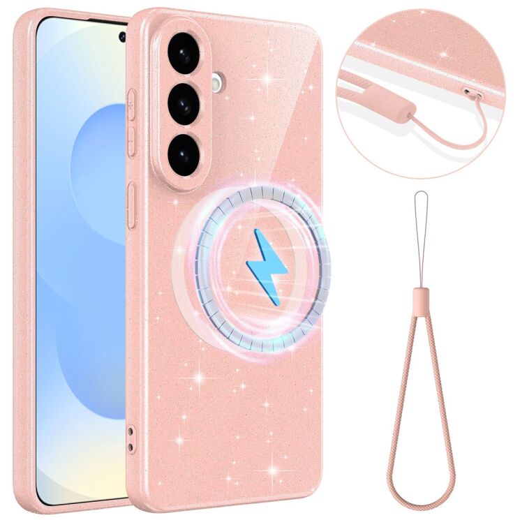 Захисний чохол Deexe Glitter Case with MagSafe для Samsung Galaxy S26 Plus (S947) - Pink: фото 1 з 7
