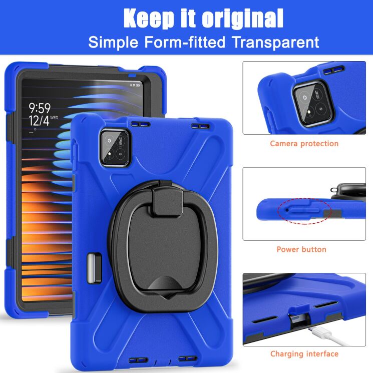 Защитный чехол Deexe Hand Grip для Xiaomi Pad 7 / Pad 7 Pro - Navy Blue / Yellowgreen: фото 11 из 14