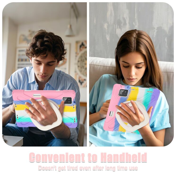 Защитный чехол Deexe Hand Grip для Xiaomi Pad 7 / Pad 7 Pro - Navy Blue / Yellowgreen: фото 13 из 14