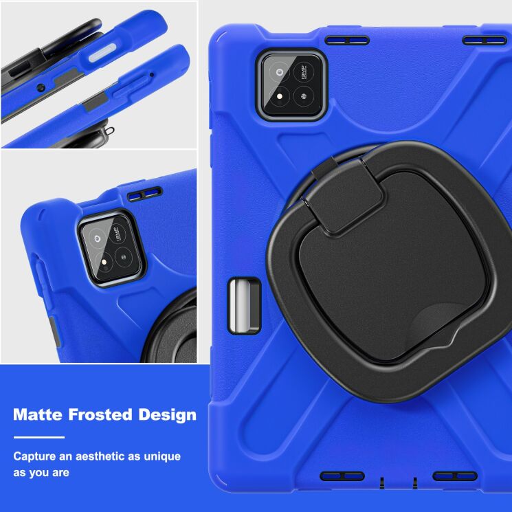 Защитный чехол Deexe Hand Grip для Xiaomi Pad 7 / Pad 7 Pro - Navy Blue / Yellowgreen: фото 10 из 14