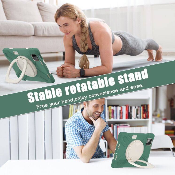 Защитный чехол Deexe Hand Grip для Xiaomi Pad 7 / Pad 7 Pro - Navy Blue / Yellowgreen: фото 4 из 14