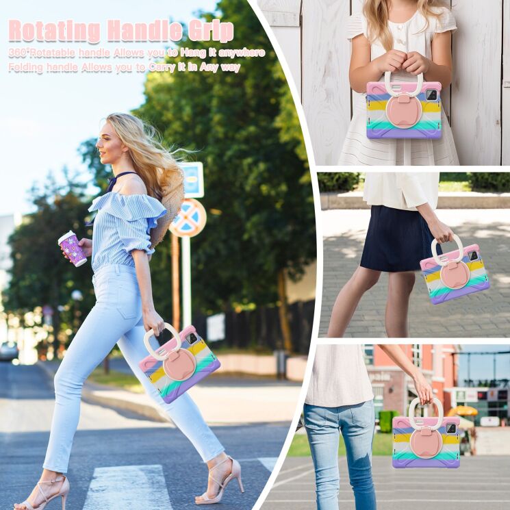 Защитный чехол Deexe Hand Grip для Xiaomi Pad 7 / Pad 7 Pro - Navy Blue / Yellowgreen: фото 12 из 14