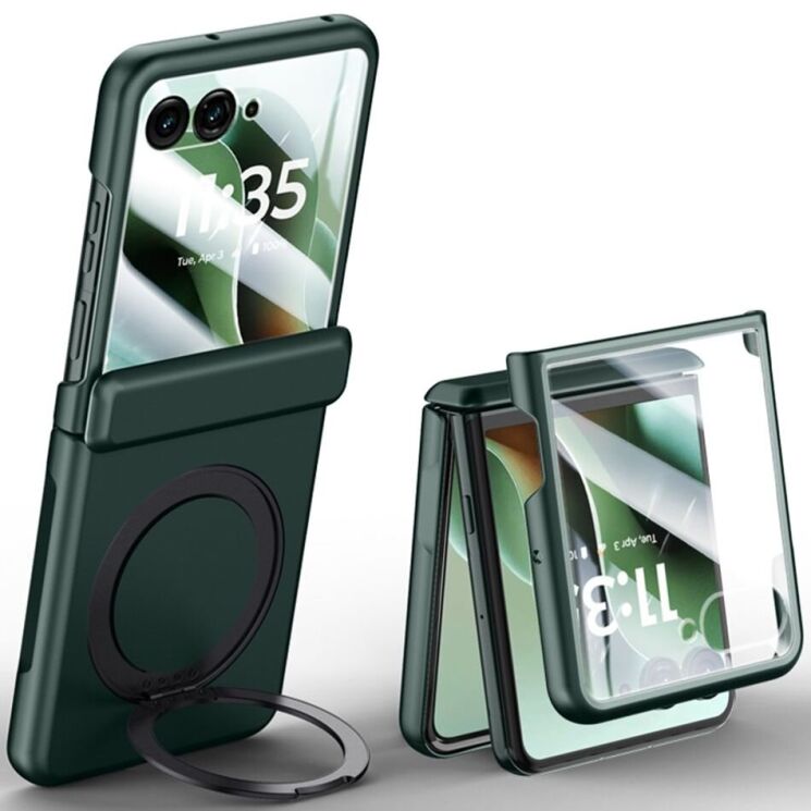 Защитный чехол Deexe Hinge Ring для Motorola Razr 60 Ultra - Green: фото 1 из 11