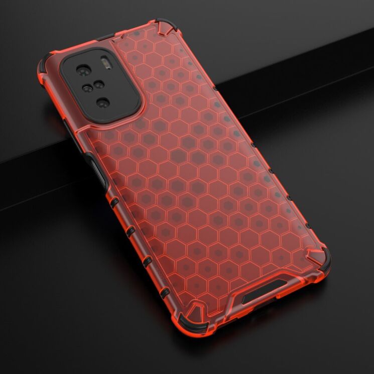 Защитный чехол Deexe Honeycomb Series для Xiaomi Poco F3 / Redmi K40 / Redmi K40 Pro / Mi 11i - Red: фото 3 из 7