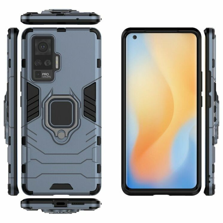 Чехол с подставкой Deexe Hybrid Case для VIVO X50 Pro - Blue: фото 3 из 7