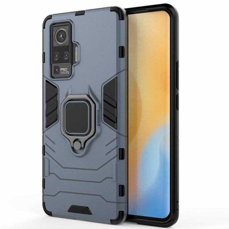 Чехол с подставкой Deexe Hybrid Case для VIVO X50 Pro - Blue: фото 2 из 7