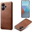 Защитный чехол Deexe Leather Back Cover для Xiaomi Redmi Note 13 Pro+ - Brown (340565Z)