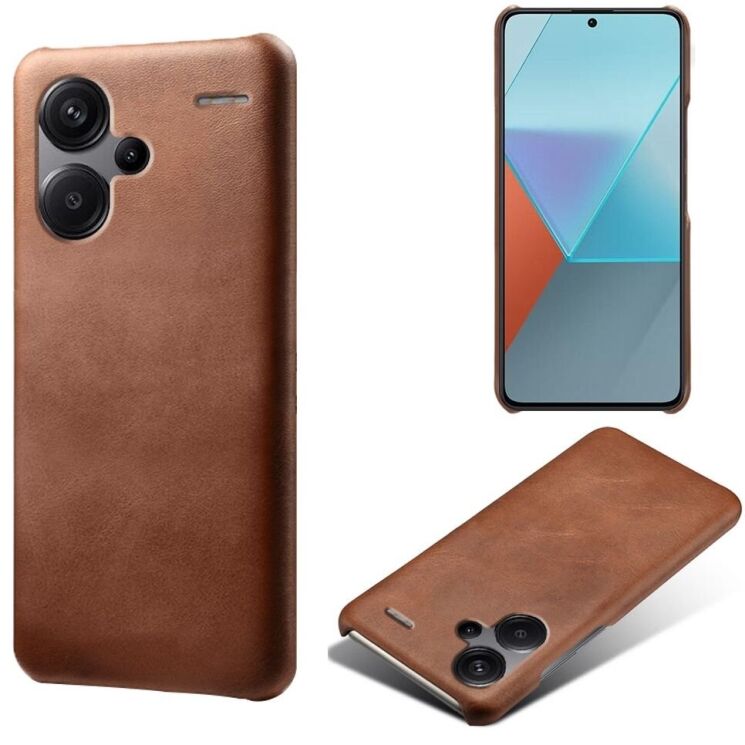 Защитный чехол Deexe Leather Back Cover для Xiaomi Redmi Note 13 Pro+ - Brown: фото 1 из 4