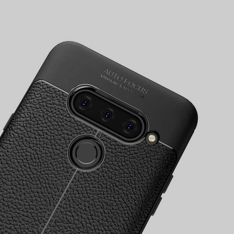 Защитный чехол Deexe Leather Cover для LG V40 ThinQ - Dark Blue: фото 8 из 12