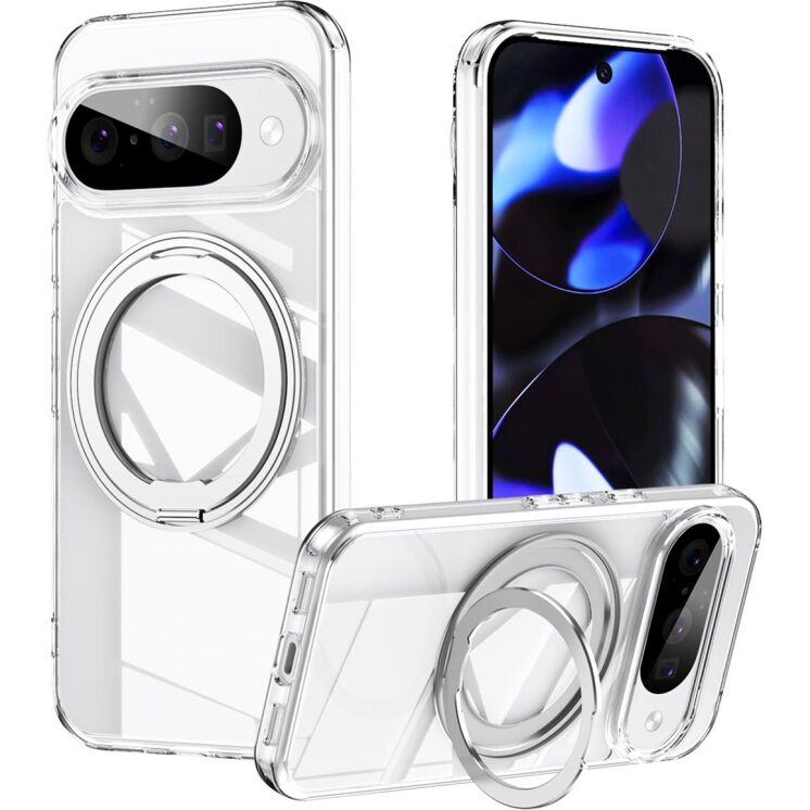 Защитный чехол Deexe Mag Stand для Google Pixel 11 / 11 Pro - Silver: фото 1 из 13