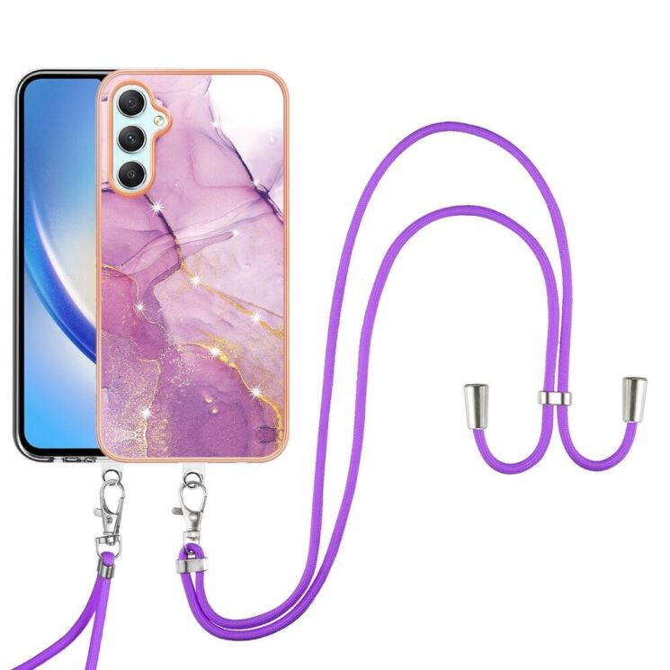 Защитный чехол Deexe Marble Case with Strap для Samsung Galaxy A24 (A245) - Light Purple: фото 2 из 6