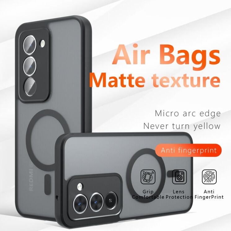 Защитный чехол Deexe Matte Skin with MagSafe для Xiaomi Redmi 15 - Black: фото 6 из 14