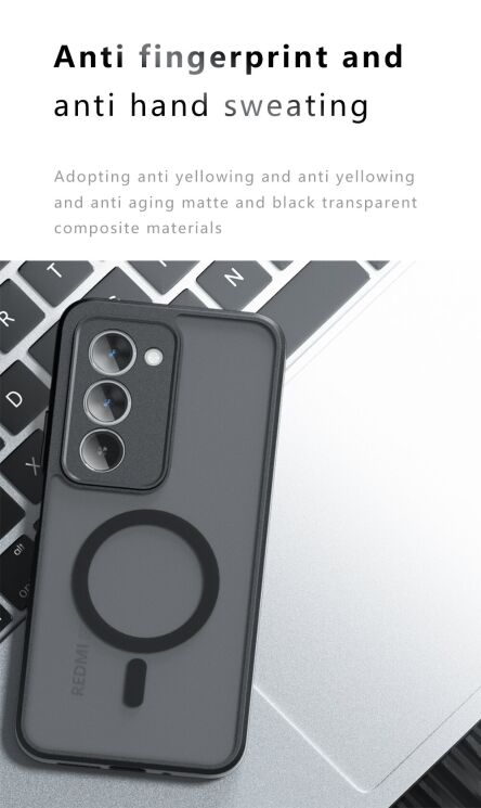Защитный чехол Deexe Matte Skin with MagSafe для Xiaomi Redmi 15 - Black: фото 4 из 14
