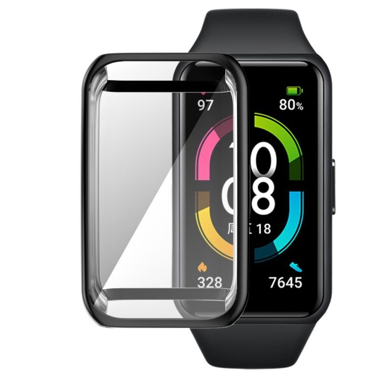 Захисний чохол Deexe Protective Frame для Huawei Band 6 / Honor Band 6 - Black: фото 1 з 6