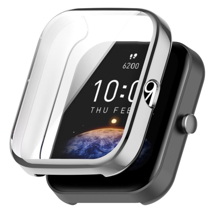 Защитный чехол Deexe Protective Frame для Xiaomi Amazfit Bip 3 / 3 Pro - Silver: фото 1 из 5