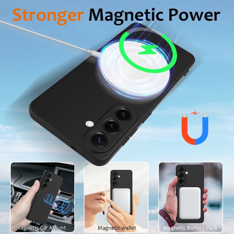 Защитный чехол Deexe Silicone Case with MagSafe для Samsung Galaxy S26 - Black: фото 4 из 9