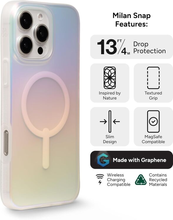 Захисний чохол Gear4 Milan Snap with Magsafe для Apple iPhone 16 Pro Max (702315113 / 702315321) - Iridescent: фото 16 з 19