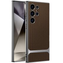 Защитный чехол GKK Woven Pattern для Samsung Galaxy S24 Ultra (S928) - Coffee: фото 1 из 10