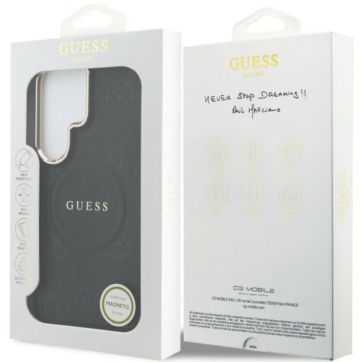 Захисний чохол Guess Saffiano Peony Embossed Ring MagSafe для Samsung Galaxy S26 Ultra (S948) GUHMS26LPSAMSECK - Black: фото 8 з 9