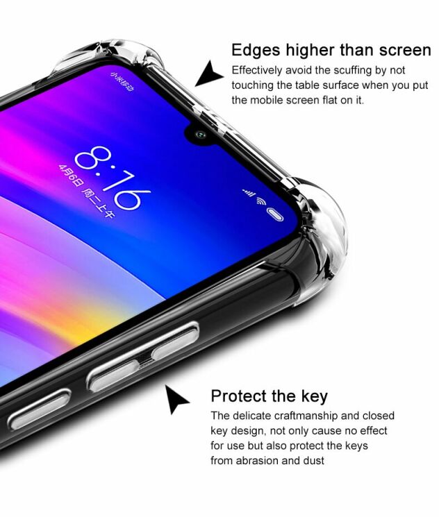 Чехол с усиленными углами IMAK Airbag MAX Case для Xiaomi Redmi 7 - Transparent: фото 10 из 13