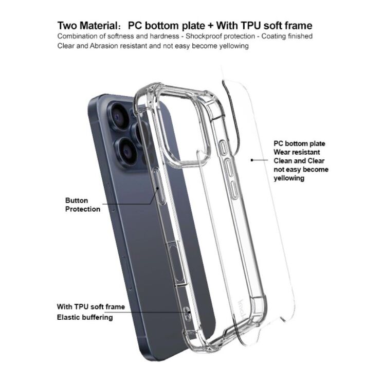 Защитный чехол IMAK Space Shield для Apple iPhone 16 Pro - Transparent: фото 5 из 7