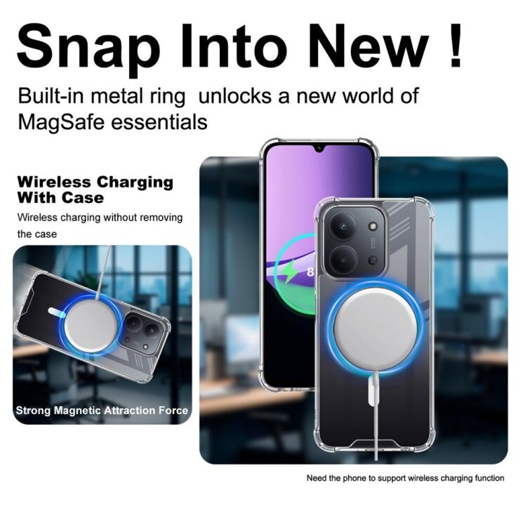 Защитный чехол IMAK Space Shield MagSafe для Xiaomi Redmi 15C / Poco C85 - Transparent: фото 8 из 9