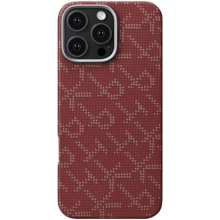 Защитный чехол Pitaka Tactile Woven Case Monogram для Apple iPhone 16 Pro Max (KI1602PTKP) - Red / Gold: фото 1 из 12