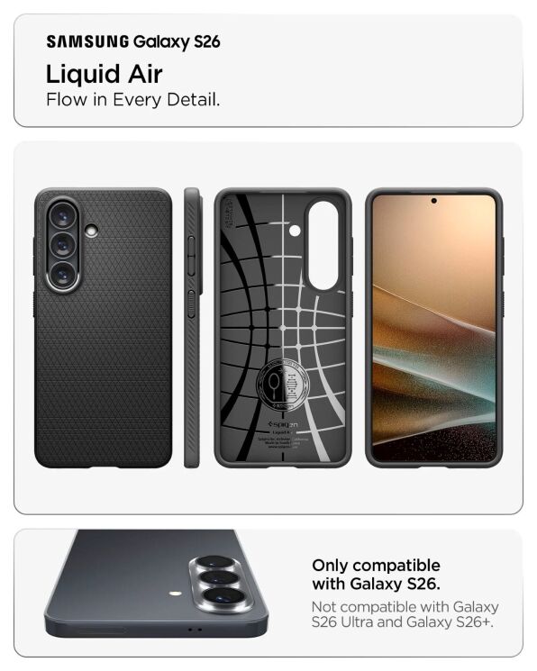 Захисний чохол Spigen Liquid Air для Samsung Galaxy S26 (S942) ACS11217 - Marble Grey: фото 6 з 11