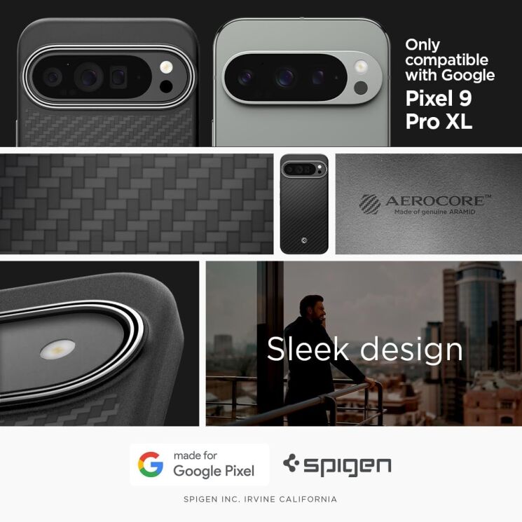 Защитный чехол Spigen (SGP) Enzo Aramid для Google Pixel 9 Pro XL - Black: фото 17 из 17