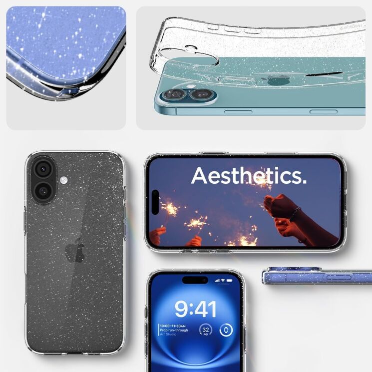 Защитный чехол Spigen (SGP) Liquid Crystal Glitter для Apple iPhone 16 - Crystal Quartz: фото 14 из 14