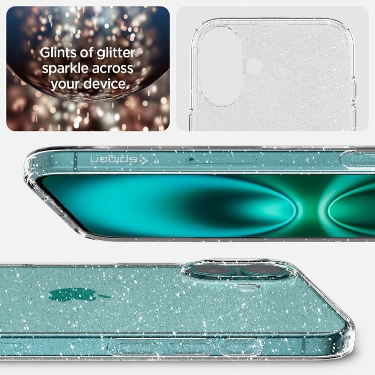 Защитный чехол Spigen (SGP) Liquid Crystal Glitter для Apple iPhone 16 - Crystal Quartz: фото 12 из 14