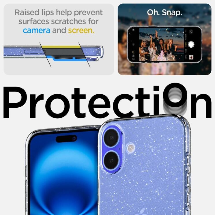 Защитный чехол Spigen (SGP) Liquid Crystal Glitter для Apple iPhone 16 - Crystal Quartz: фото 13 из 14