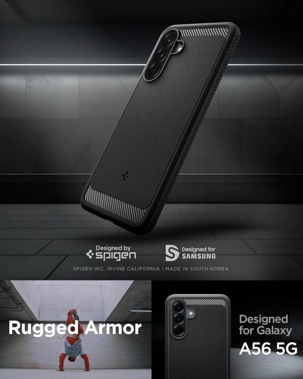 Захисний чохол Spigen (SGP) Rugged Armor для Samsung Galaxy A56 (A566) ACS09225 - Matte Black: фото 7 з 12