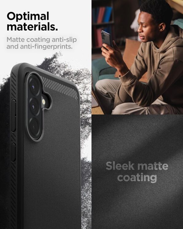 Захисний чохол Spigen (SGP) Rugged Armor для Samsung Galaxy A56 (A566) ACS09225 - Matte Black: фото 10 з 12