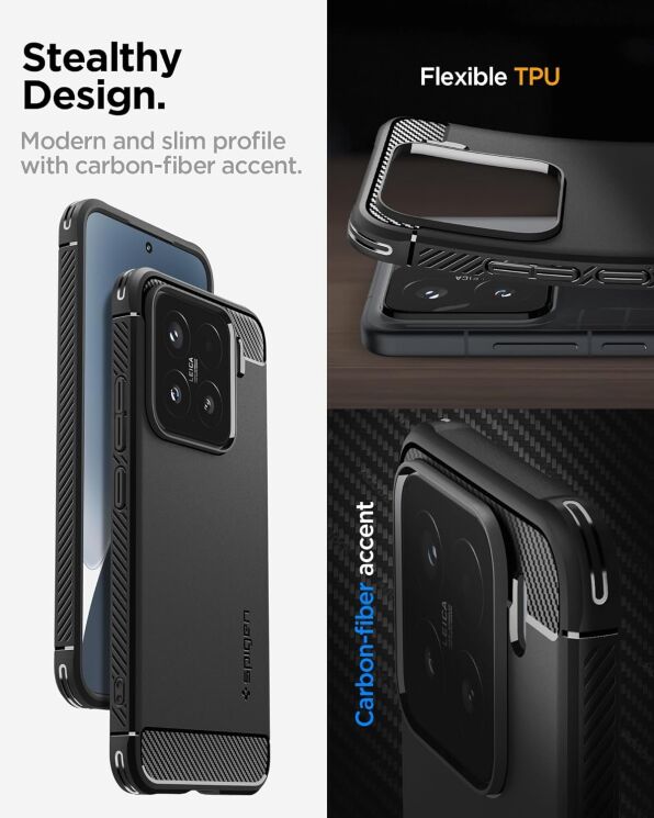Захисний чохол Spigen (SGP) Rugged Armor для Xiaomi 15 (ACS08859) - Matte Black: фото 12 з 16