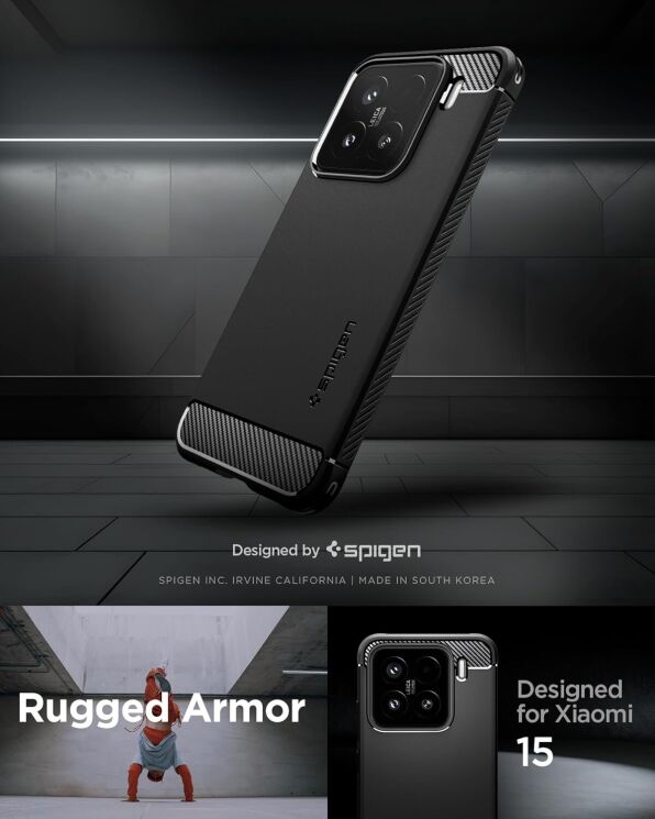 Захисний чохол Spigen (SGP) Rugged Armor для Xiaomi 15 (ACS08859) - Matte Black: фото 11 з 16