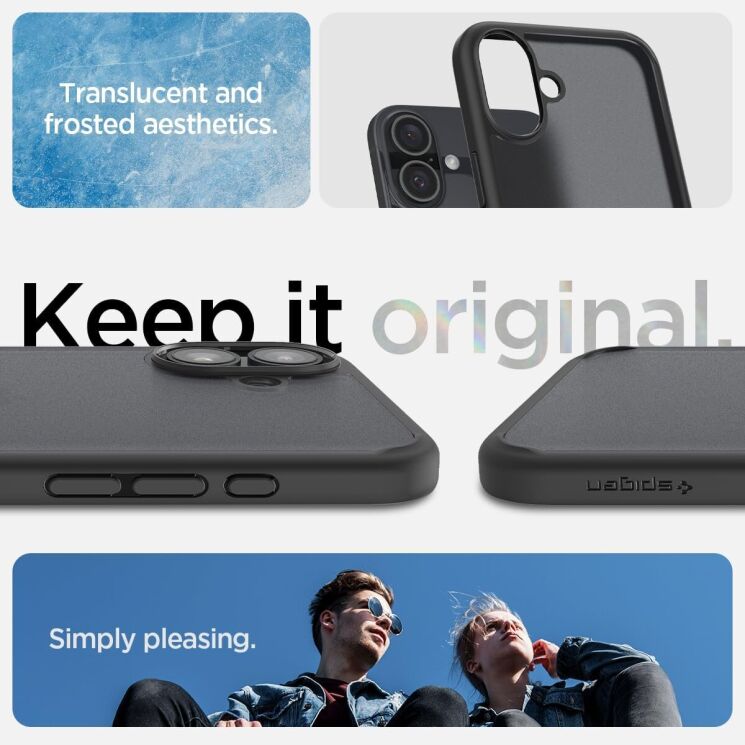 Защитный чехол Spigen (SGP) Ultra Hybrid для Apple iPhone 16 - Matte Black: фото 10 из 13