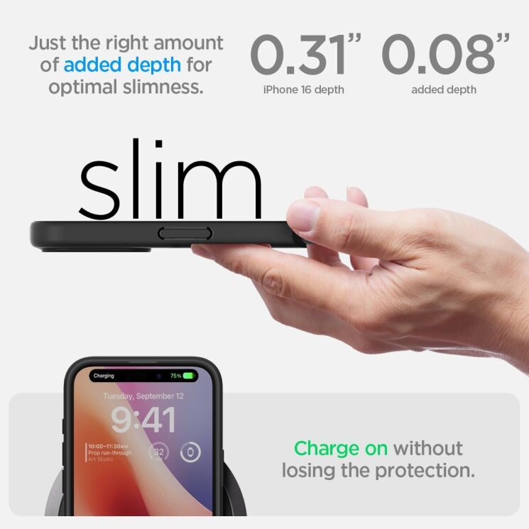 Защитный чехол Spigen (SGP) Ultra Hybrid для Apple iPhone 16 - Matte Black: фото 9 из 13