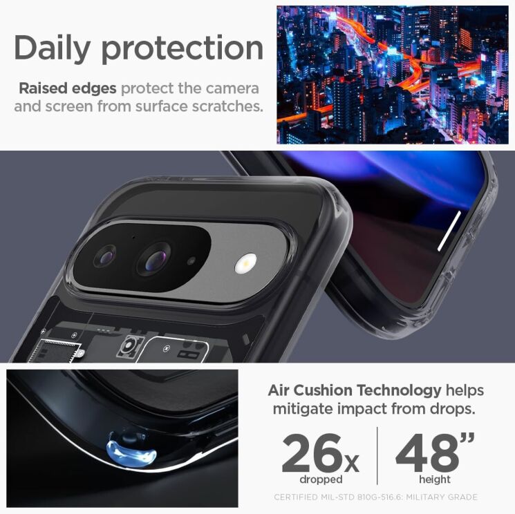 Защитный чехол Spigen (SGP) Ultra Hybrid Zero One для Google Pixel 9 / 9 Pro - Black: фото 12 из 14