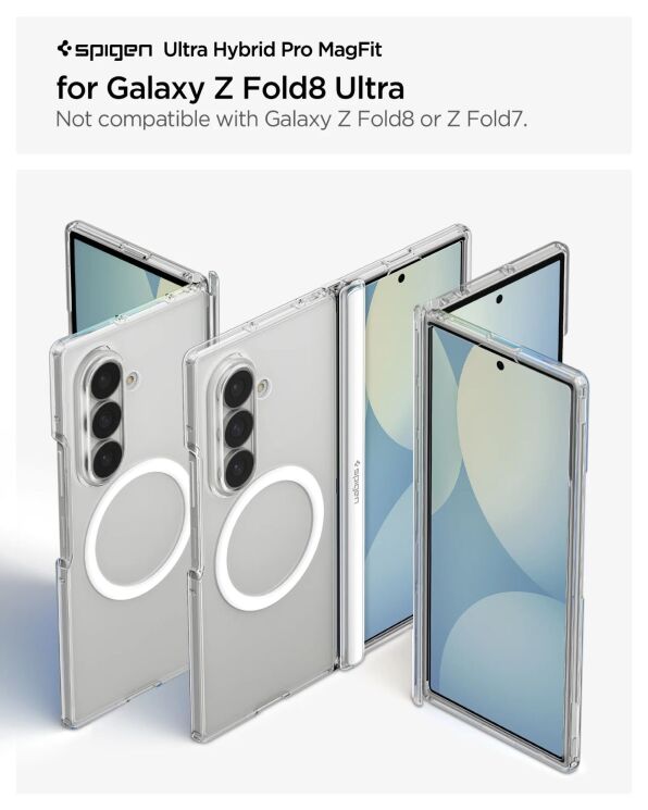 Защитный чехол Spigen Ultra Hybrid Pro (MagFit) FF для Samsung Galaxy Fold 8 Ultra (ACS11506) - Clear White (424092W) Защитный чехол Spigen Ultra Hybrid Pro (MagFit) FF для Samsung Galaxy Fold 8 Ultra (ACS11506) - Clear White: фото 7 из 13