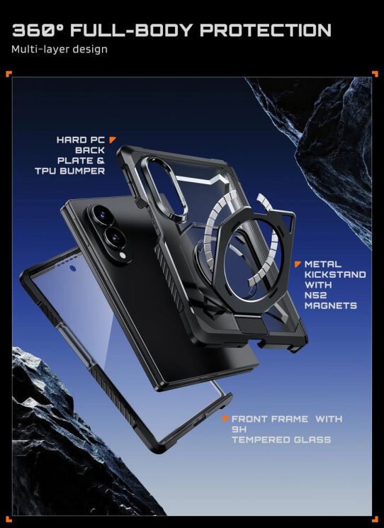 Защитный чехол Supcase UB Grip MagSafe (FF) для Samsung Galaxy Fold 8 (843439162303) - Black: фото 10 из 12