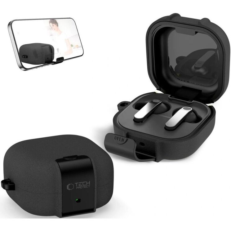 Защитный чехол Tech-Protect Slim Hook для Samsung Galaxy Buds 4 / Buds 4 Pro - Black: фото 5 из 10