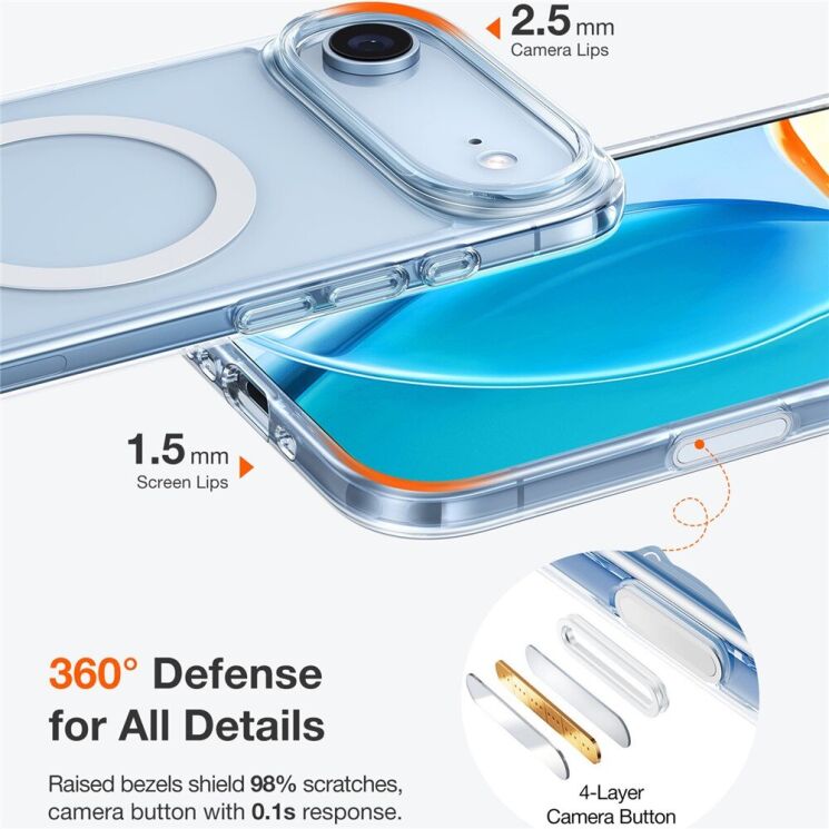 Защитный чехол TORRAS Guardian MagSafe для iPhone Air - Transparent: фото 5 из 7
