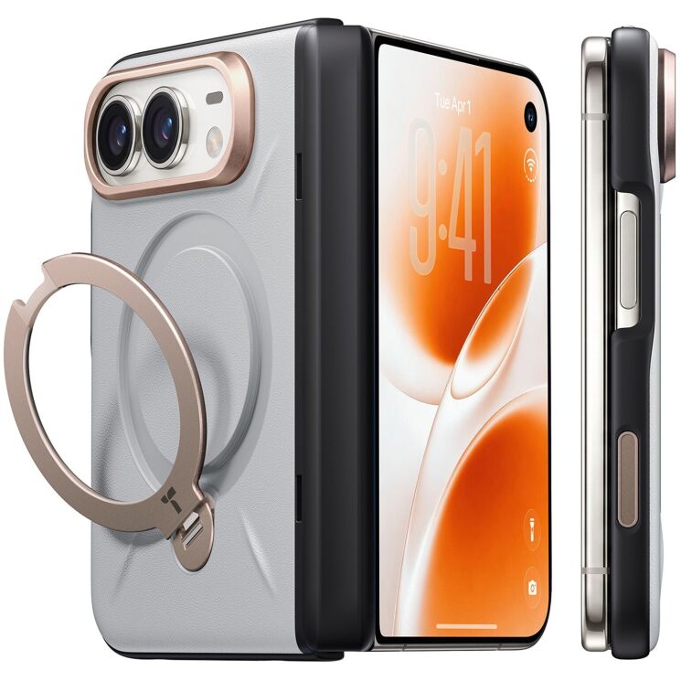 Защитный чехол TORRAS Ostand Q3 VegSkin with MagSafe (FF) для Apple iPhone Duo - White: фото 1 из 6